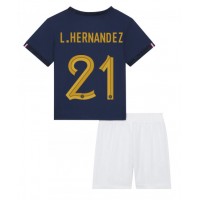 Echipament fotbal Franţa Lucas Hernandez #21 Tricou Acasa Mondial 2022 pentru copii maneca scurta (+ Pantaloni scurti)